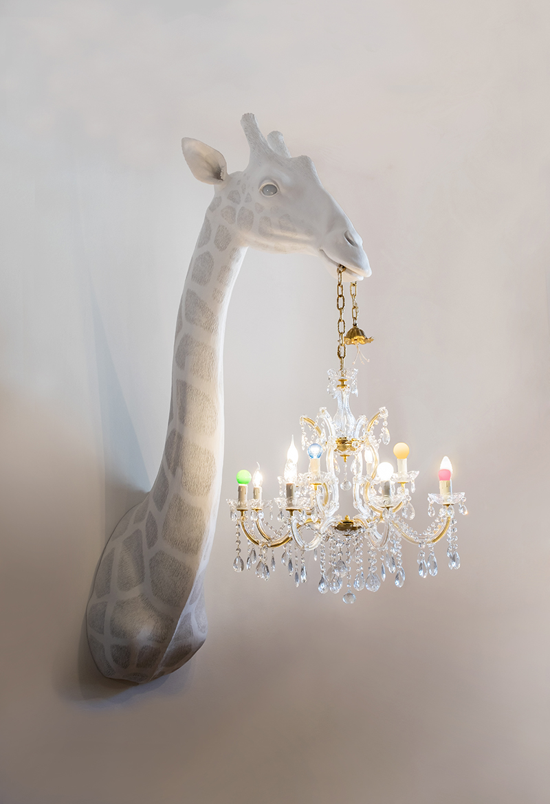 SHE'S IN LOVE BUT SHE DOESN'T KNOW IT YET (giraffe with chandelier) - Marcantonio design