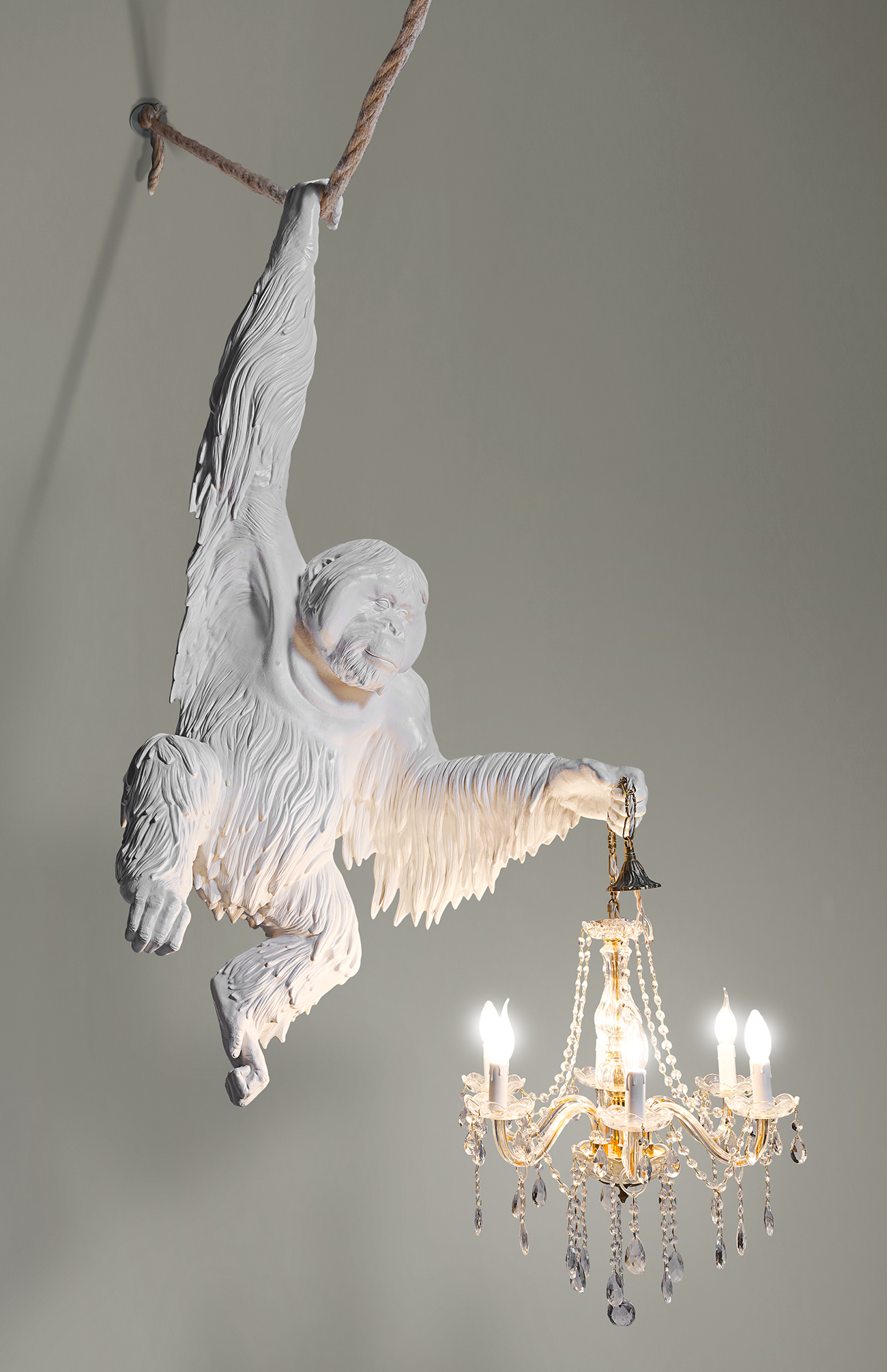 THE DOOR WAS OPEN.. (ORANGUTAN WITH CHANDELIER) - Marcantonio design