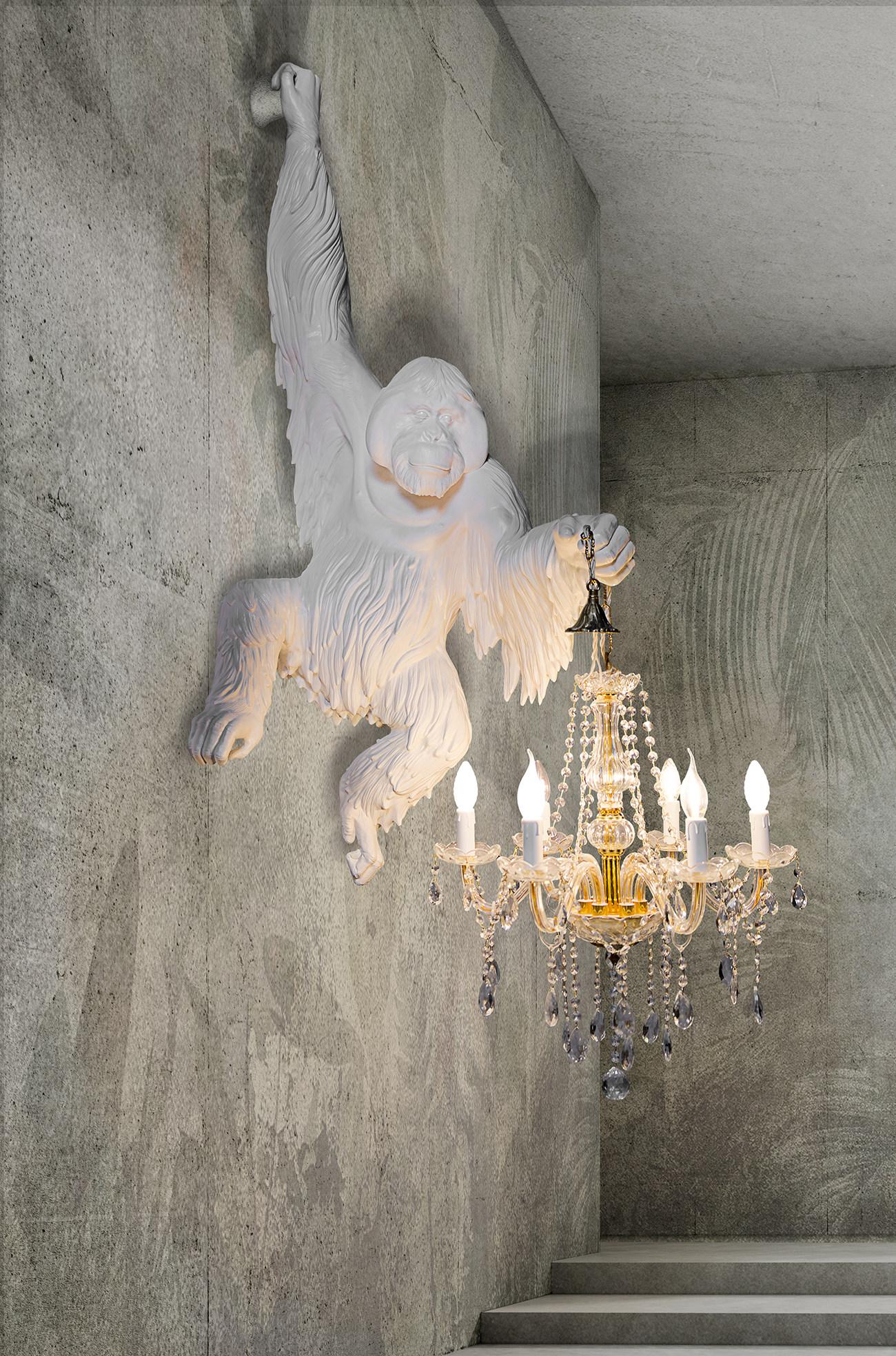 THE DOOR WAS OPEN.. (ORANGUTAN WITH CHANDELIER) - Marcantonio design
