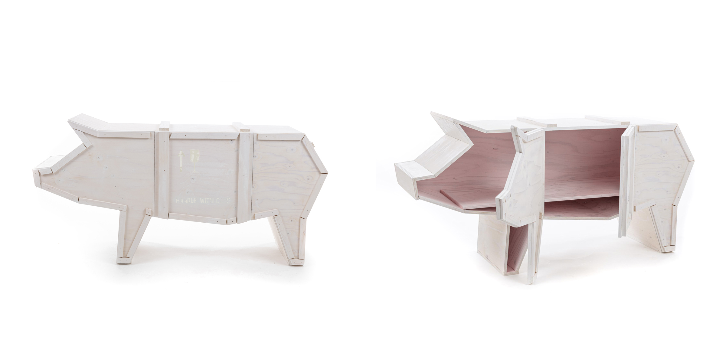 white cabinet cases with pig shape - Marcantonio design